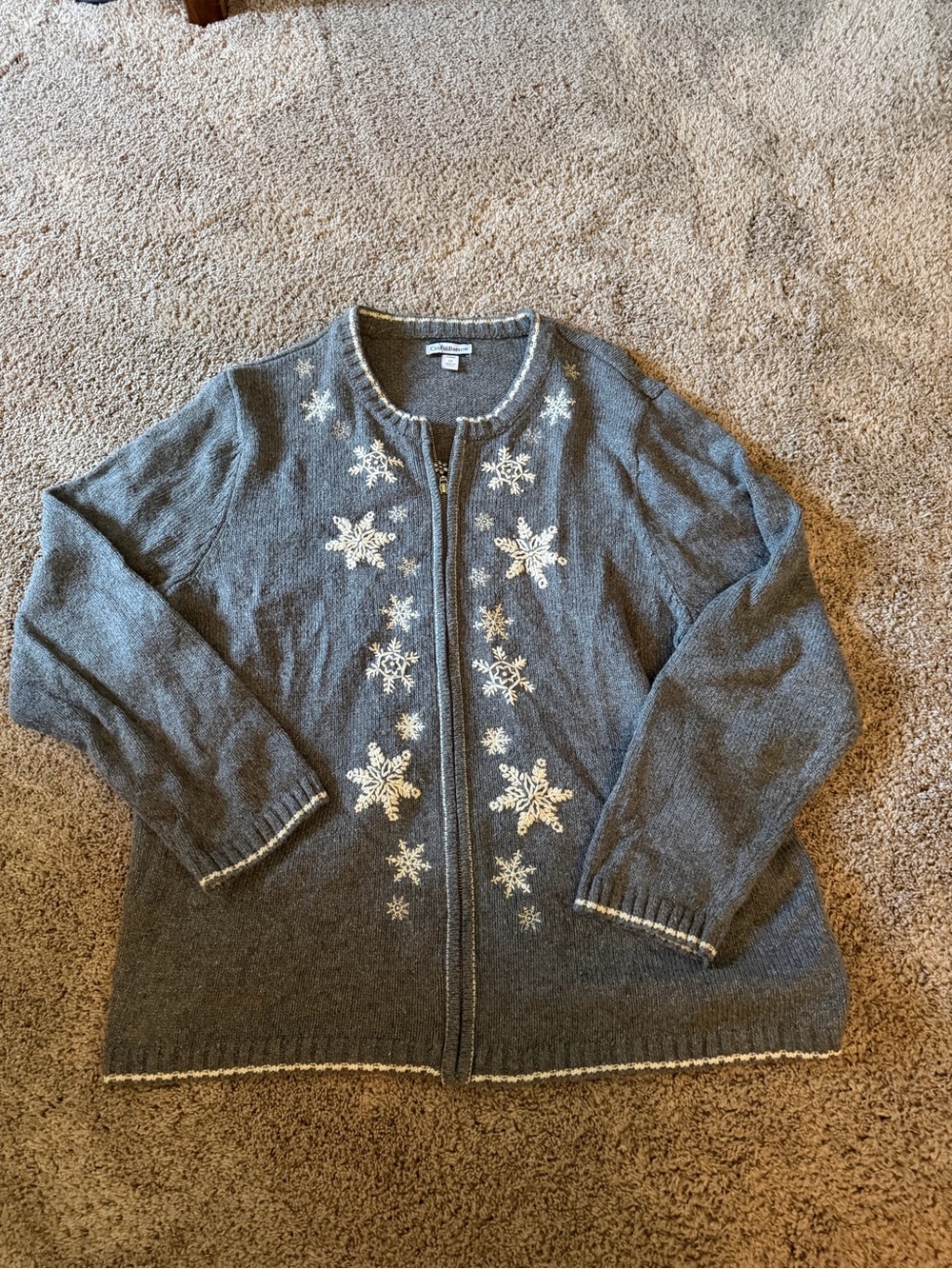Croft & Barrow Snowflake Zip Up Sweater